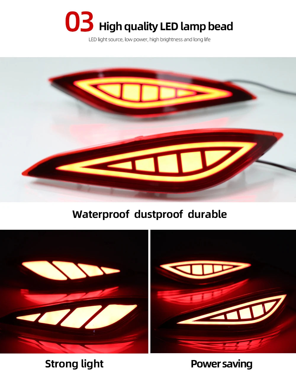 2PCS LED Reflector For Toyota Rush 2018 2019 2020 Car Rear Fog Lamp Brake Light Rear Bumper Decoration Lamp Revix