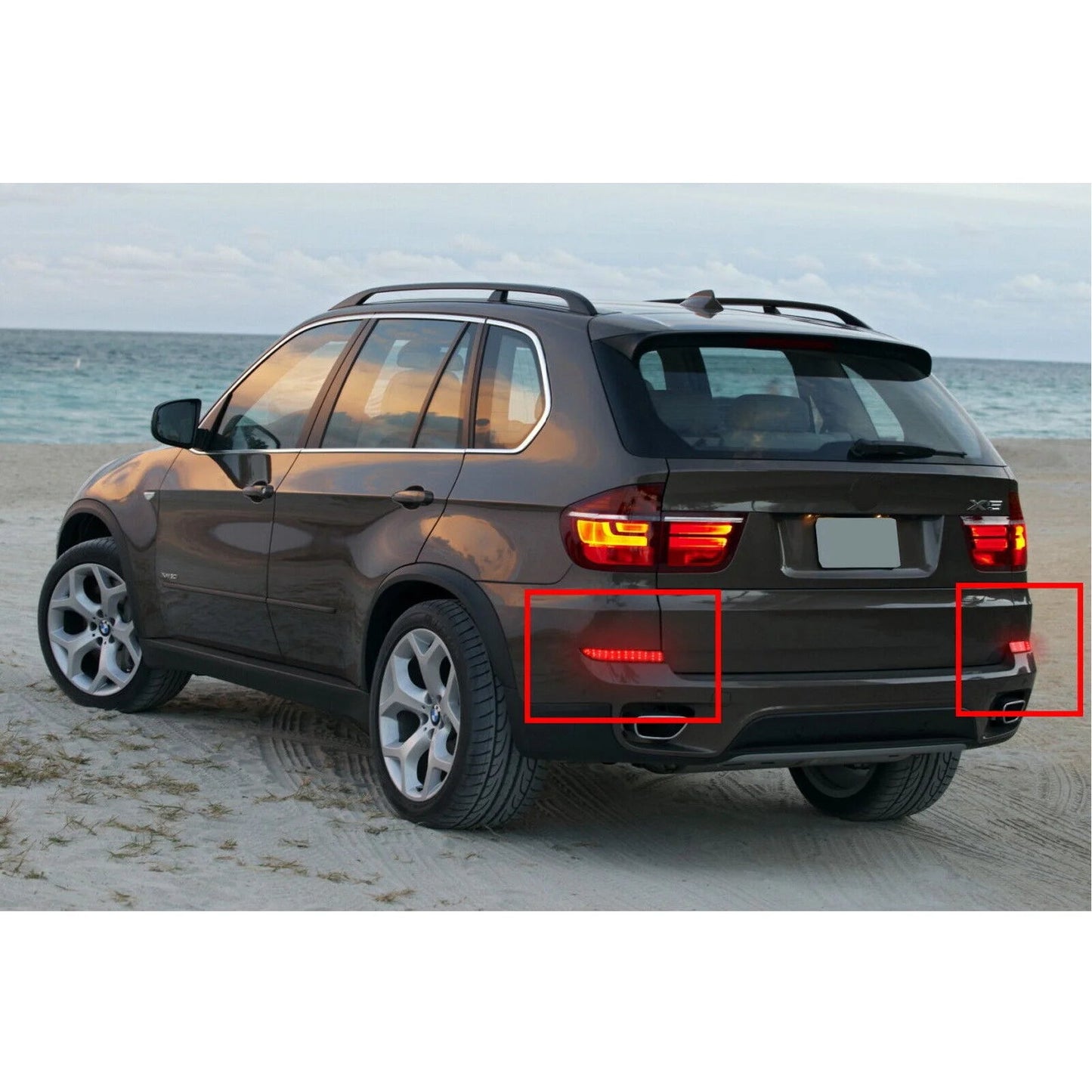 Black Lens LED Rear Bumper Reflector Tail Brake Light For BMW X5 E70 LCI 2010-13 Revix