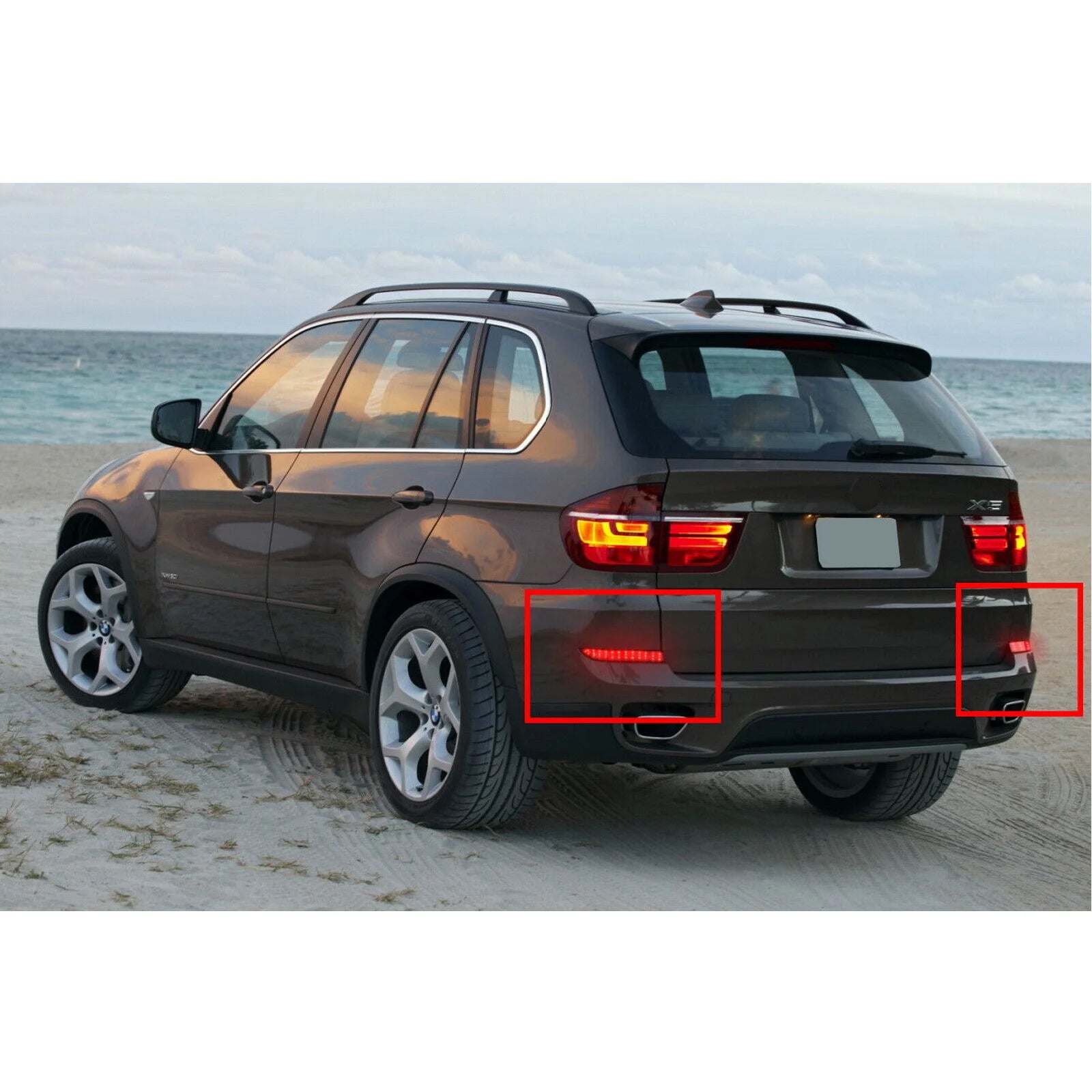 Black Lens LED Rear Bumper Reflector Tail Brake Light For BMW X5 E70 LCI 2010-13 Revix
