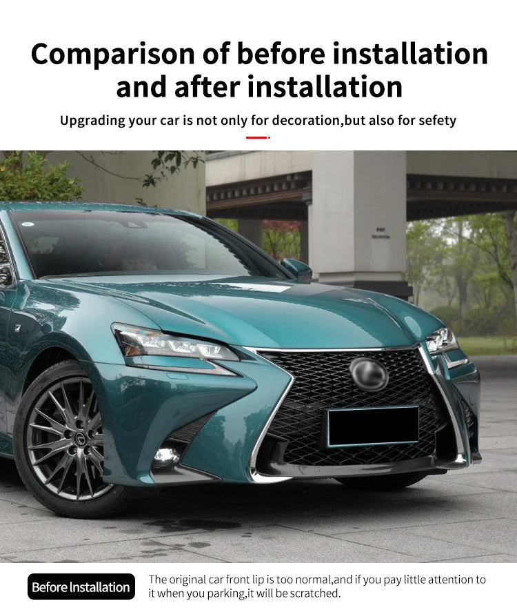 High Quality Car Front Bumper Lip Body Kit Chin Spoiler Diffuser Guard Accessories Carbon Fiber Look ABS For Lexus GS 2016-2020 Revix