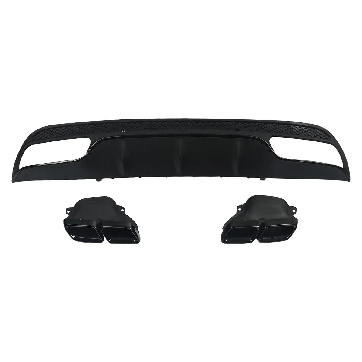 Fit for C63 AMG Style Rear Lip +Exhaust Tips  For Mercedes W205 Sedan 2015 2016 2017 2018 Revix