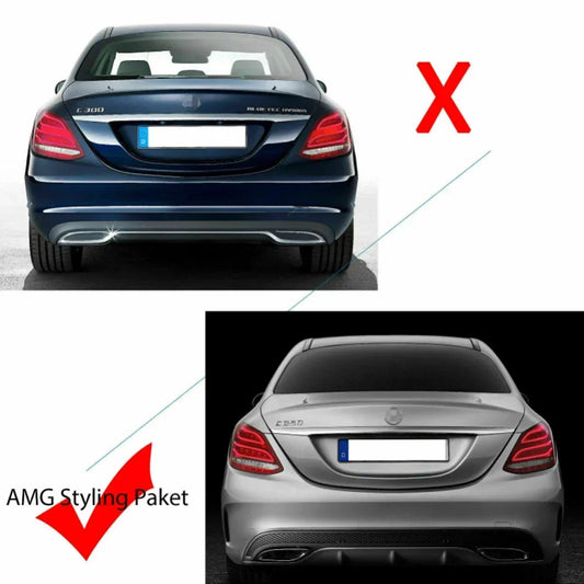 Fit for C63 AMG Style Rear Lip +Exhaust Tips  For Mercedes W205 Sedan 2015 2016 2017 2018 Revix