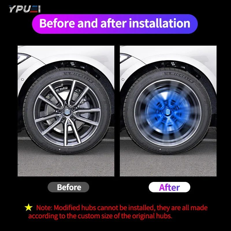 LED Wheel Caps with Floating Illumination For for Mercedes-Benz A CLASS B CLASS C 75mm Revix