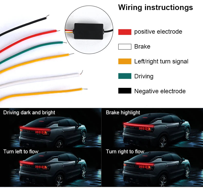 LED Spoiler Light Car Universal Carbon Fiber Spoiler Lip Kit Turn Signal Brake Warn Lamp Exterior Accessories Styling Tail Wing Revix