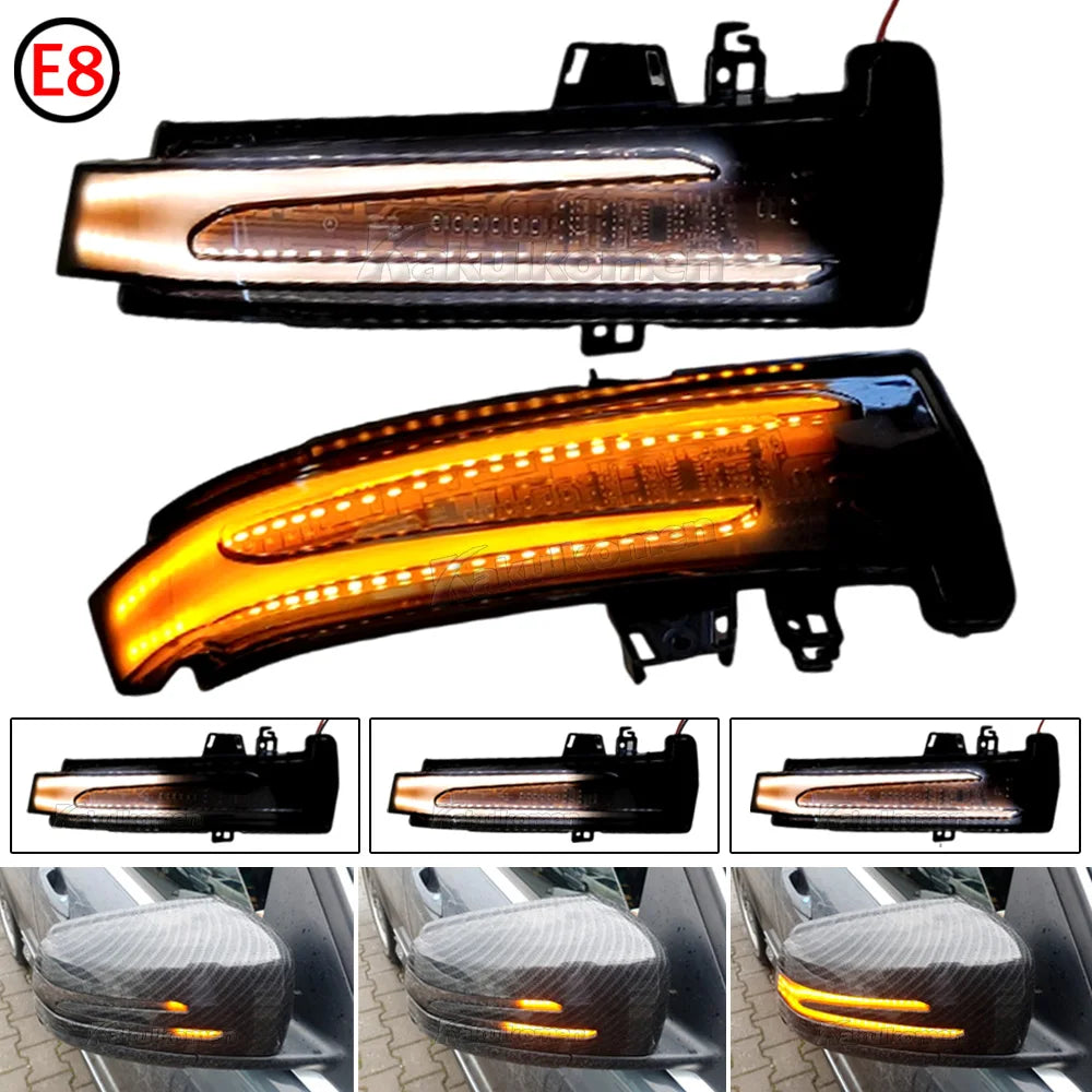 1 Pair Dynamic Turn LED Signals For Mercedes Benz W204 CLA A B C E S GLA GLK CLS Class W176 W212 Revix