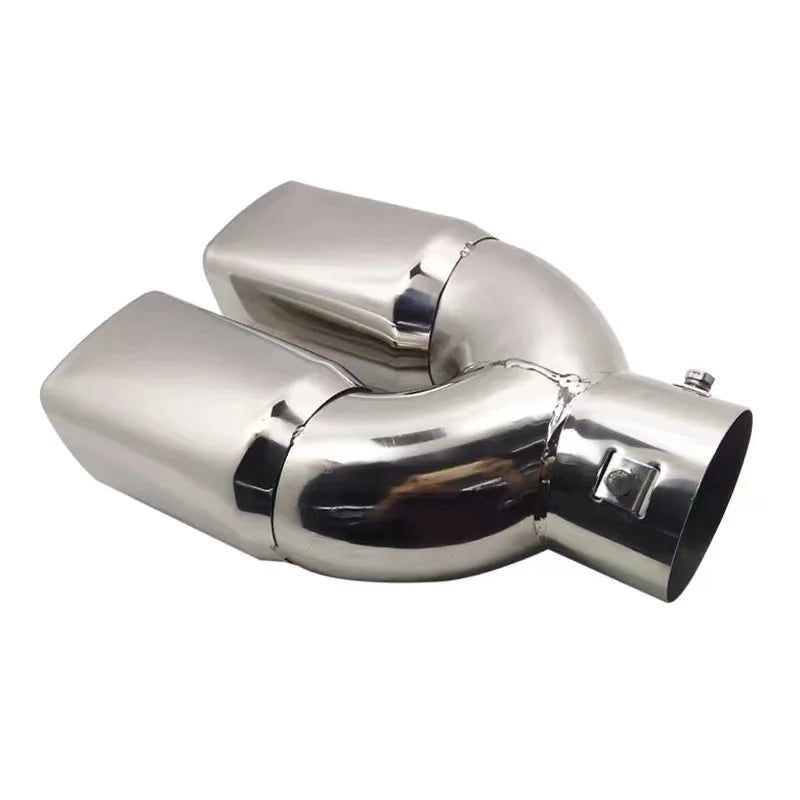 Exhaust Tip Universal Double Outlet Nozzle Rear Muffler Tip Stainless Steel Square Mouth Exhaust Pipe Muffler Car Accessories Revix