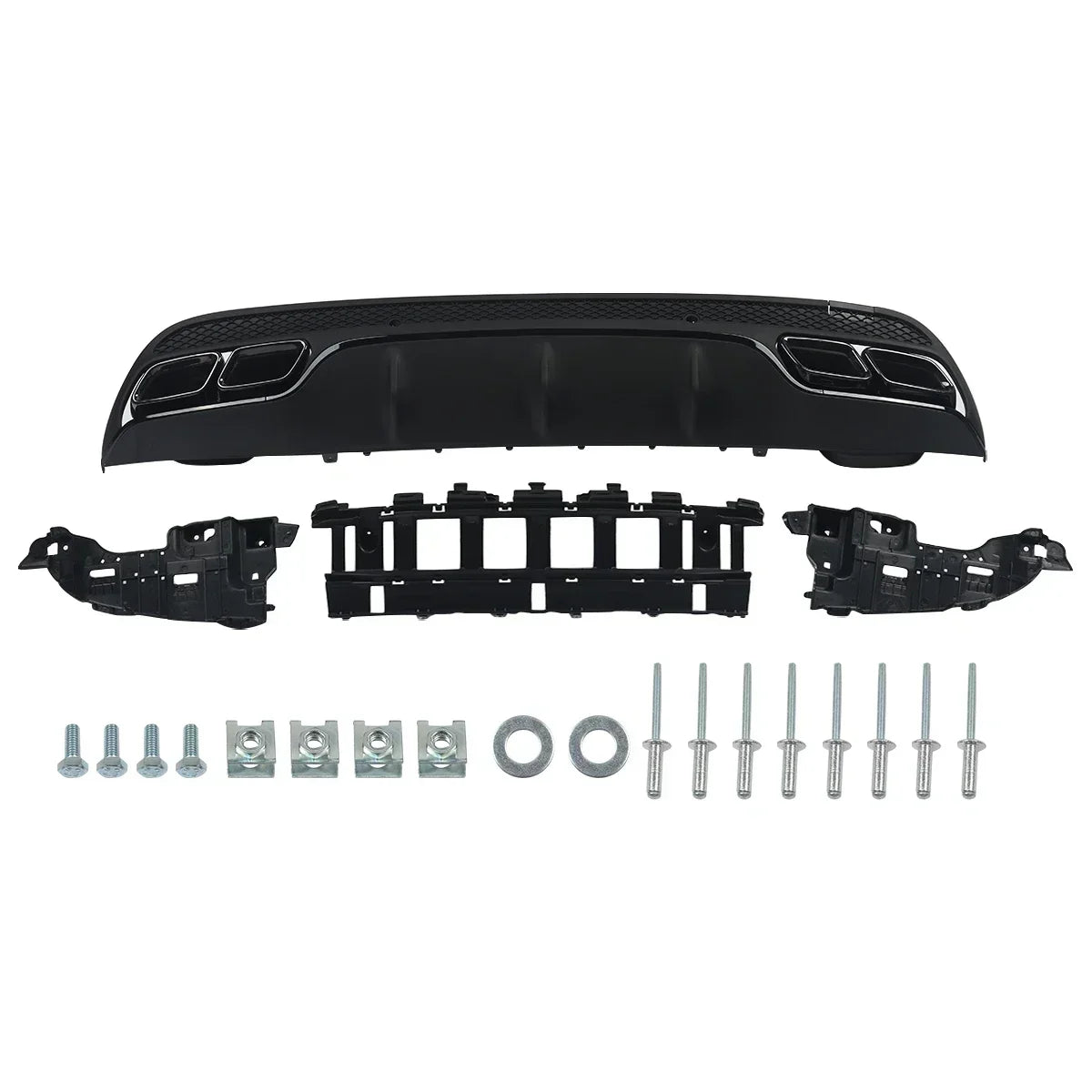 Fit for C63 AMG Style Rear Lip +Exhaust Tips  For Mercedes W205 Sedan 2015 2016 2017 2018 Revix