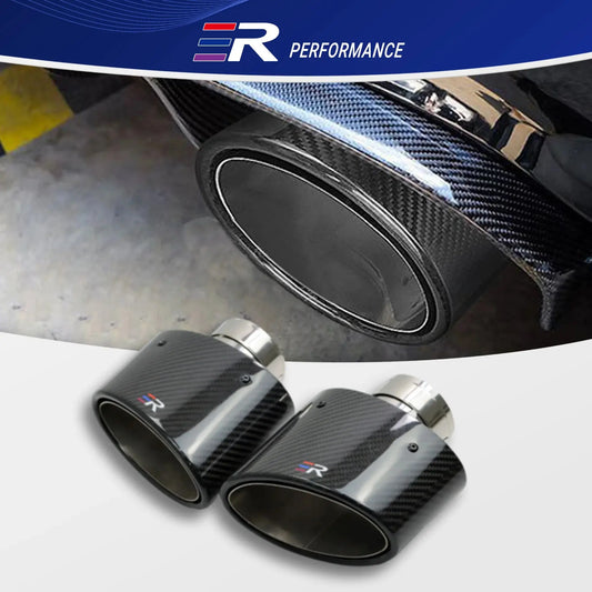 ER Exhaust Racing Real Carbon Fiber Oval Shape Exhaust Tips for Universal car Exhaust Modified Muffler Nozzle Upgrade Revix