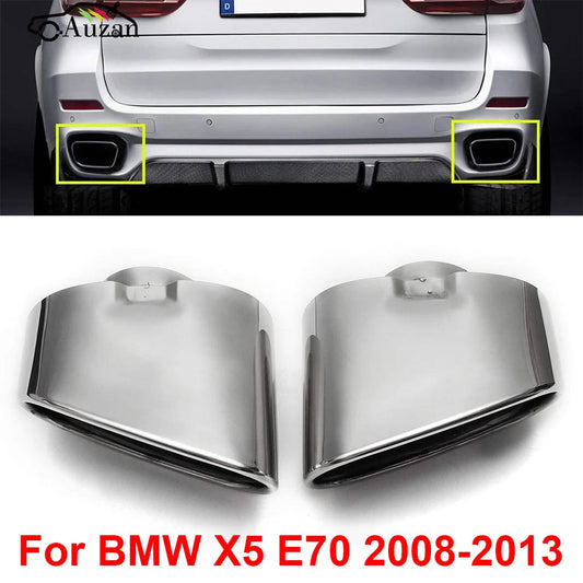2pcs Stainless Steel Chrome Exhaust Dual Tail Pipe Muffler Tip For BMW X5 E70 08-13 Exhaust Pipe Tailpipe Mufflers Revix