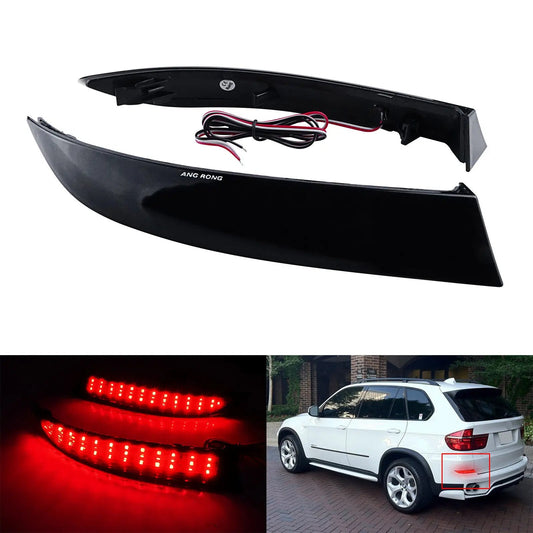 Black Lens LED Rear Bumper Reflector Tail Brake Light For BMW X5 E70 LCI 2010-13 Revix