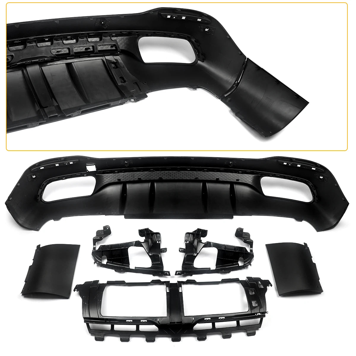 GLS63 AMG Style Black Rear Diffuser with Exhaust Tips for Mercedes Benz X167 2019+ Revix