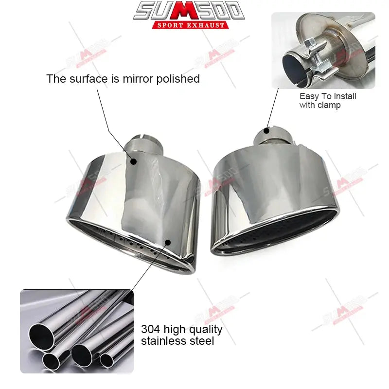 1 Pair Car Exhaust Tip For Audi A4 A5 A6 A7 UP TO RS4 RS5 RS6 RS7 Muffler Tip Tailpipe 304 Stainless Steel Exhaust Pipe Revix