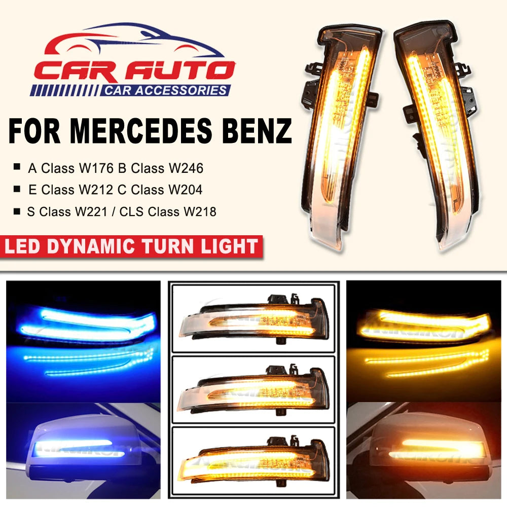1 Pair Dynamic Turn LED Signals For Mercedes Benz W204 CLA A B C E S GLA GLK CLS Class W176 W212 Revix