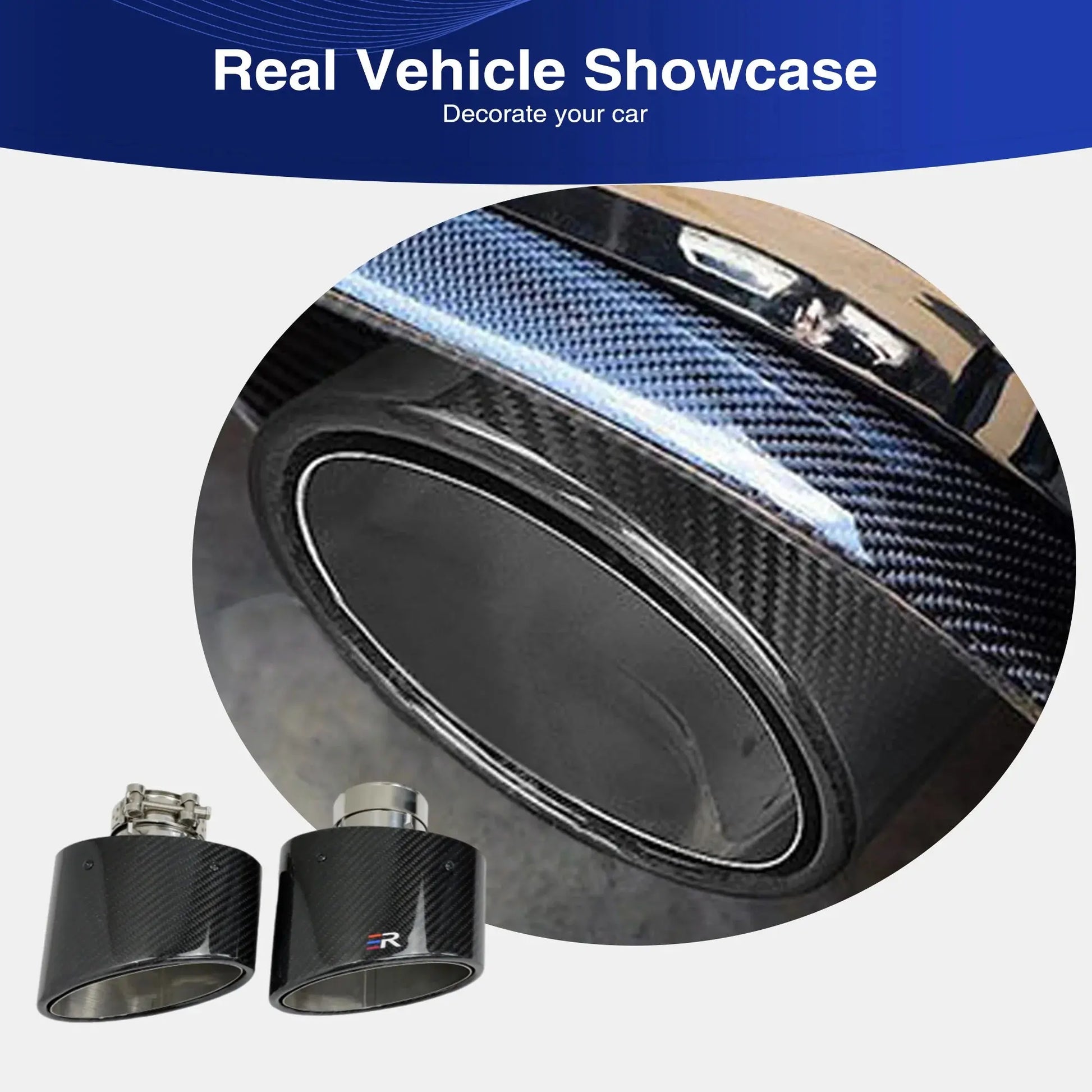 ER Exhaust Racing Real Carbon Fiber Oval Shape Exhaust Tips for Universal car Exhaust Modified Muffler Nozzle Upgrade Revix
