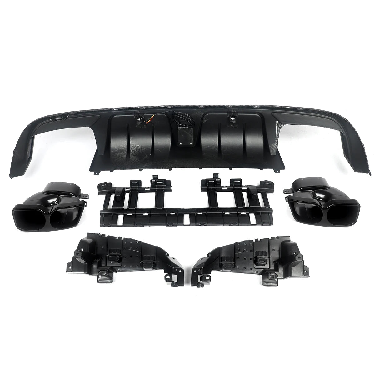 Rear Diffuser With Exhaust Tips For W205 2015-2021 Carbon Look For C63/ C63S/C43 4 Door Sedan Revix