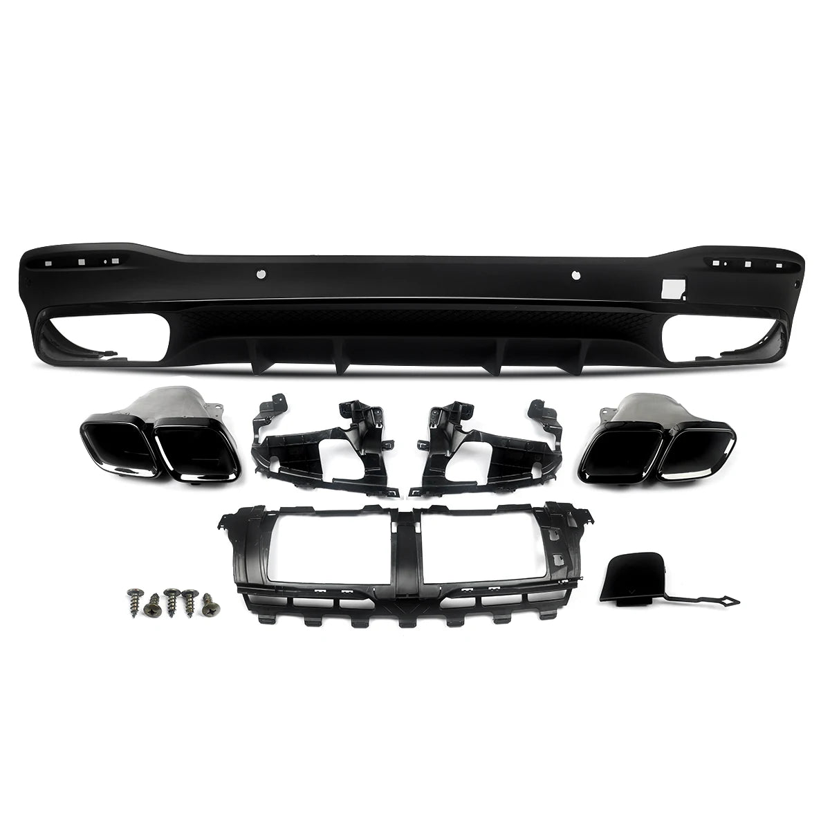 GLS63 AMG Style Black Rear Diffuser with Exhaust Tips for Mercedes Benz X167 2019+ Revix