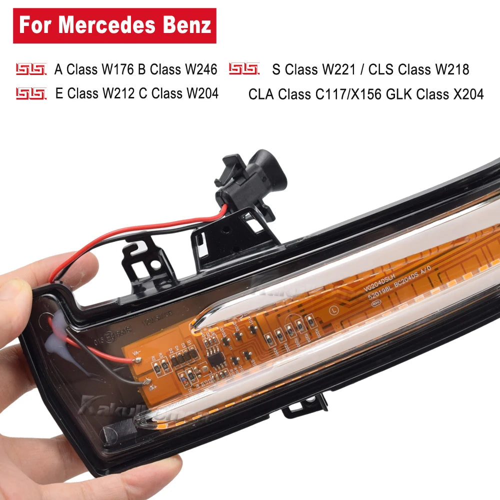 1 Pair Dynamic Turn LED Signals For Mercedes Benz W204 CLA A B C E S GLA GLK CLS Class W176 W212 Revix