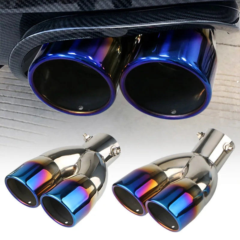 Universal 63mm Car Muffler Exhaust Tip Tail Pipe Stainless Steel Car Rear Tail Throat Car Accessories Revix