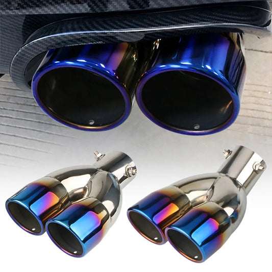 Universal 63mm Car Muffler Exhaust Tip Tail Pipe Stainless Steel Car Rear Tail Throat Car Accessories Revix
