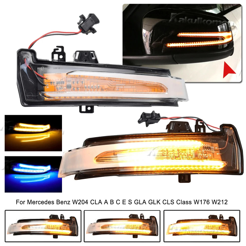 1 Pair Dynamic Turn LED Signals For Mercedes Benz W204 CLA A B C E S GLA GLK CLS Class W176 W212 Revix