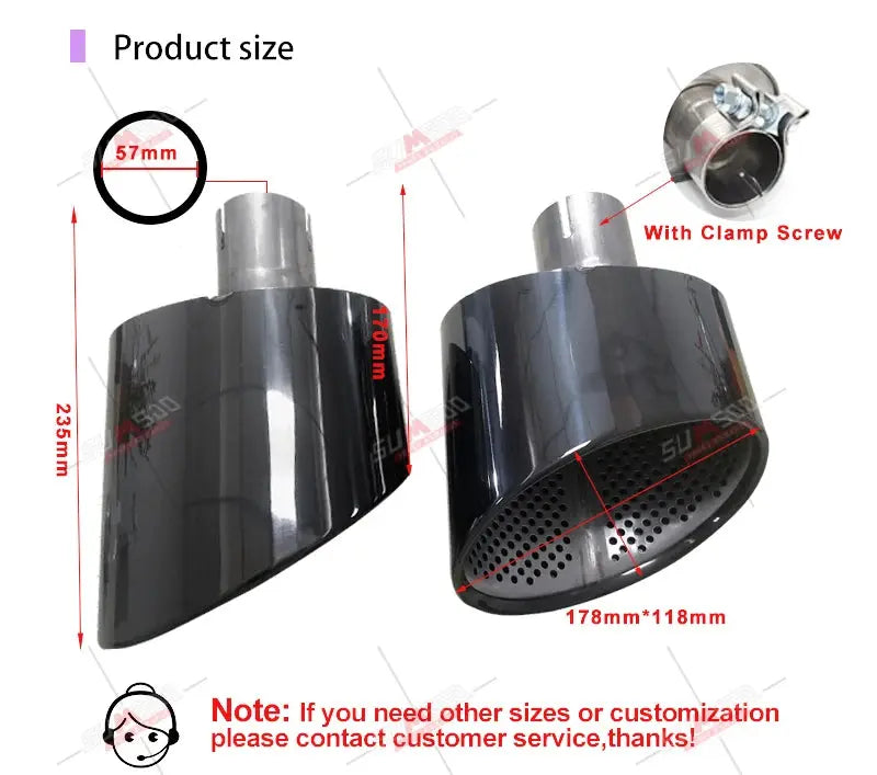1 Pair Car Exhaust Tip For Audi A4 A5 A6 A7 UP TO RS4 RS5 RS6 RS7 Muffler Tip Tailpipe 304 Stainless Steel Exhaust Pipe Revix