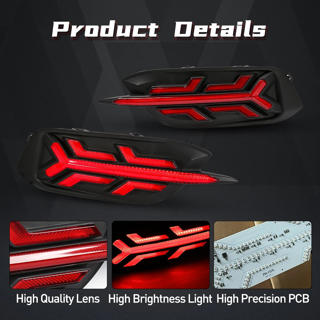 For Honda Civic 2016 2017 2018 2019 2020 LED Rear Bumper Reflector Light Brake Running Dynamic Turn Signal Car Accessories 12V Revix
