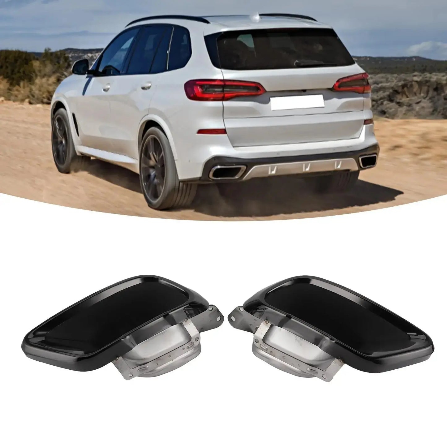 Black Exhaust Muffler Tips Fit for X5 G05 Revix