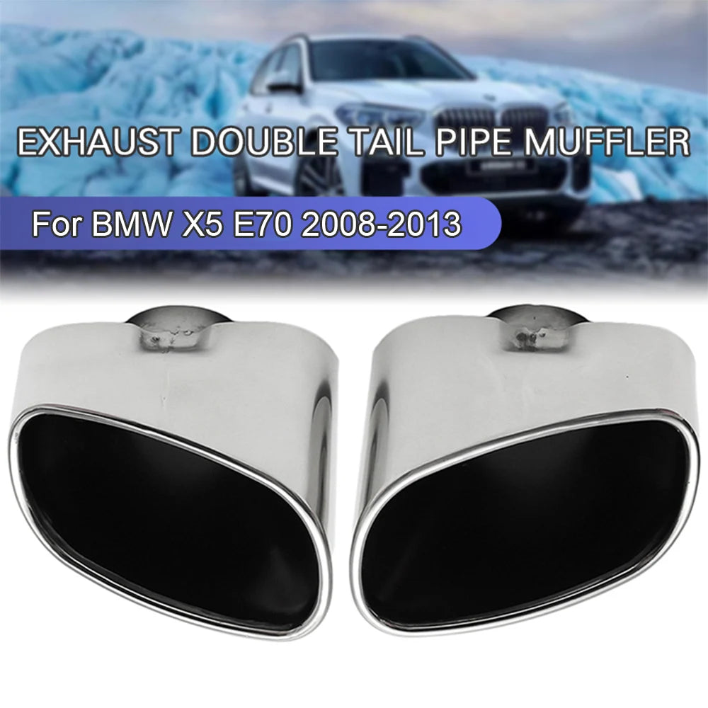 2pcs Stainless Steel Chrome Exhaust Dual Tail Pipe Muffler Tip For BMW X5 E70 08-13 Exhaust Pipe Tailpipe Mufflers Revix