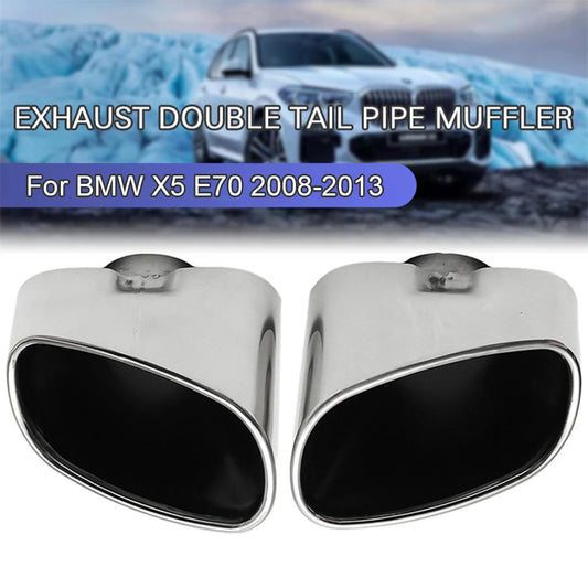 2pcs Stainless Steel Chrome Exhaust Dual Tail Pipe Muffler Tip For BMW X5 E70 08-13 Exhaust Pipe Tailpipe Mufflers Revix