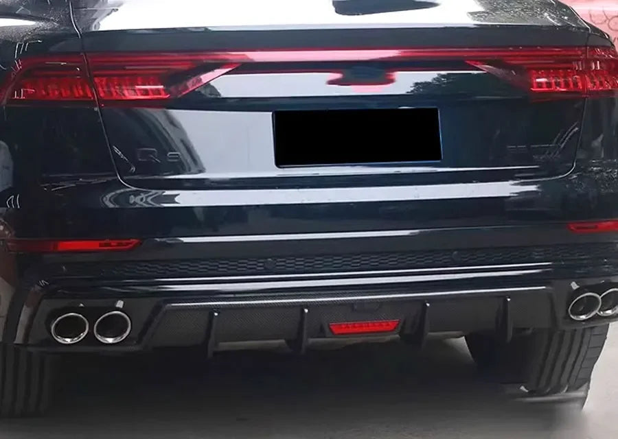 For Audi Q8 SQ8 2018+ Carbon Fiber Diffuser Car Rear Bumper Diffuser Rear Splitters Spoiler Back lip Auto Parts Revix