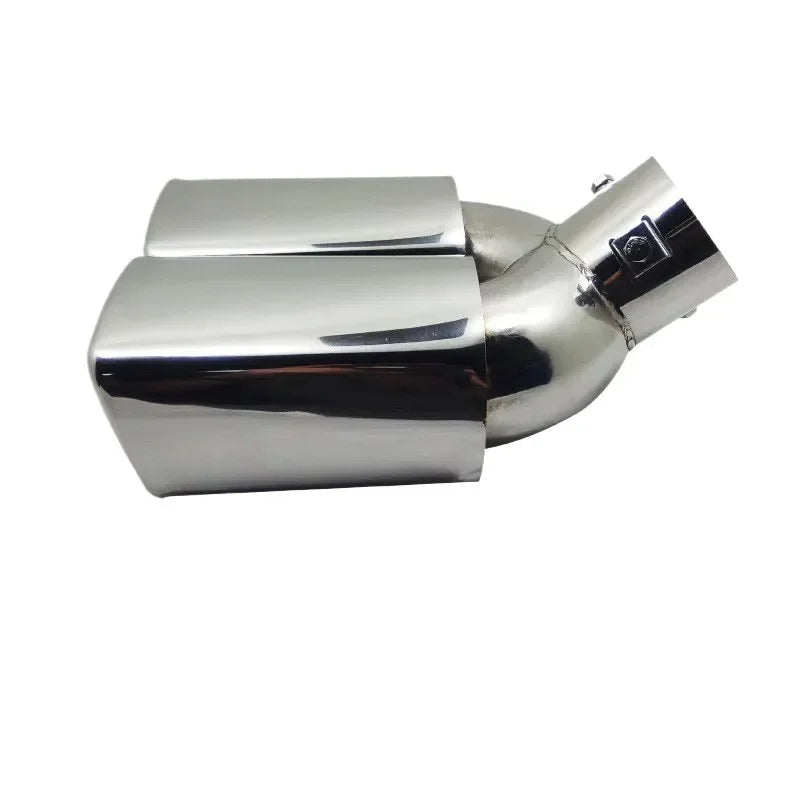 Exhaust Tip Universal Double Outlet Nozzle Rear Muffler Tip Stainless Steel Square Mouth Exhaust Pipe Muffler Car Accessories Revix