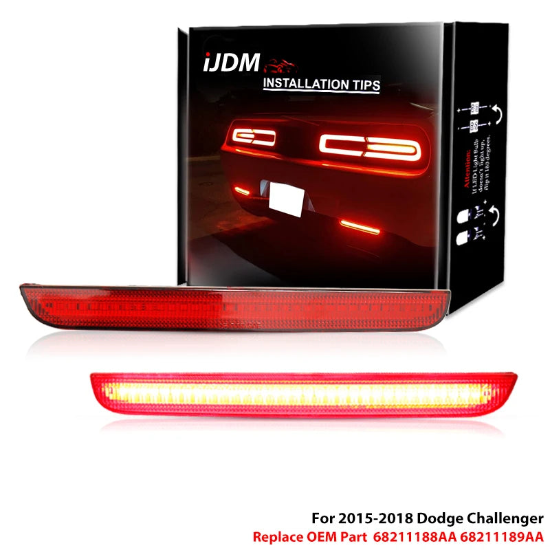 For Dodge Challenger 2015-2022 Clear & Smoked Lens LED Side Marker Lamp Amber Front Red Rear Side Fender Reflector Lights Revix