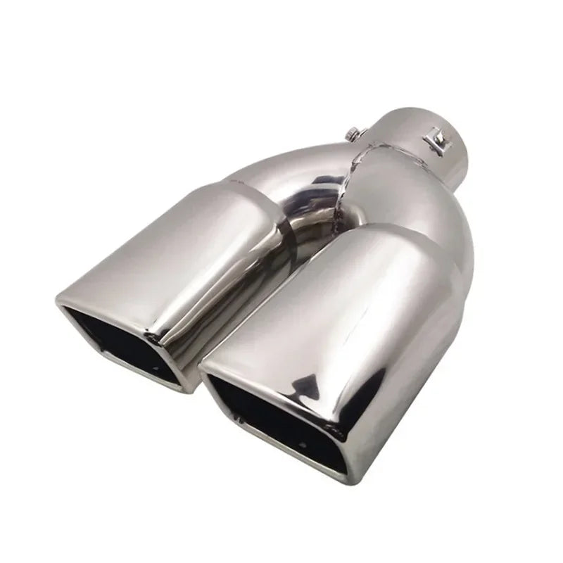 Exhaust Tip Universal Double Outlet Nozzle Rear Muffler Tip Stainless Steel Square Mouth Exhaust Pipe Muffler Car Accessories Revix