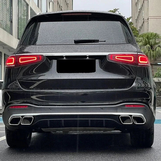GLS63 AMG Style Black Rear Diffuser with Exhaust Tips for Mercedes Benz X167 2019+ Revix