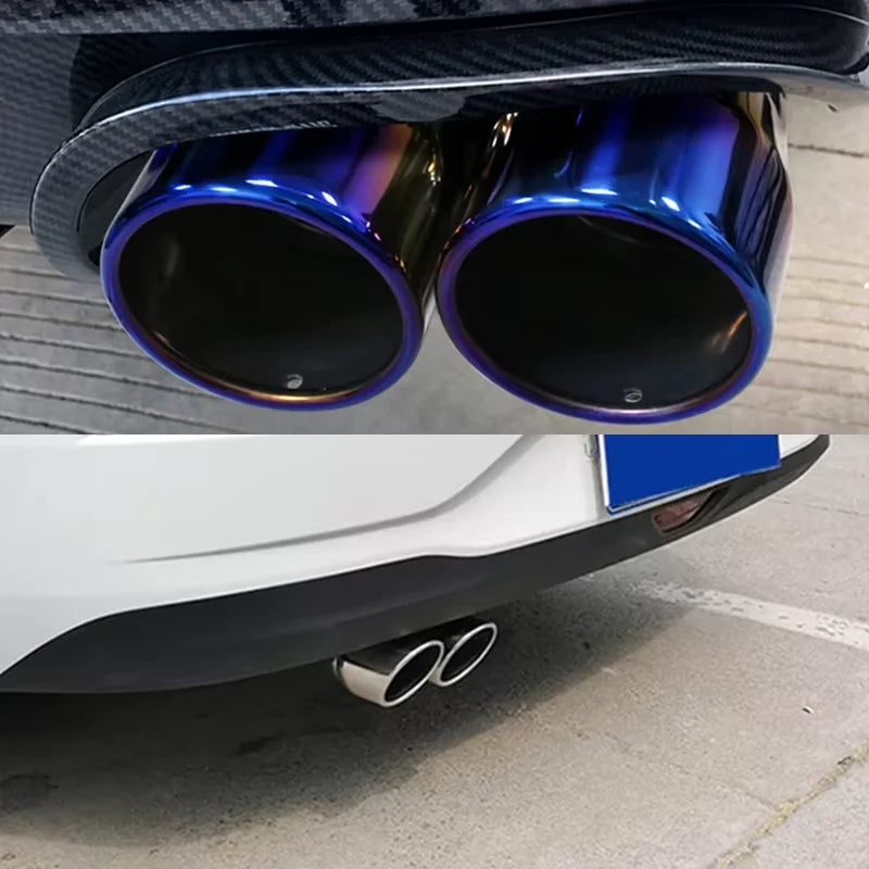 Universal 63mm Car Muffler Exhaust Tip Tail Pipe Stainless Steel Car Rear Tail Throat Car Accessories Revix