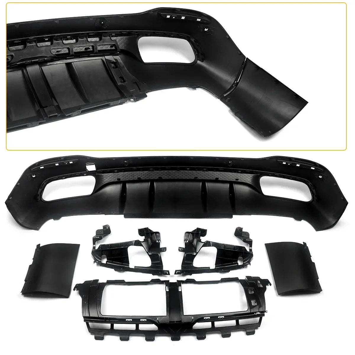 GLS63 AMG Style Black Rear Diffuser with Exhaust Tips for Mercedes Benz X167 2019+ Revix