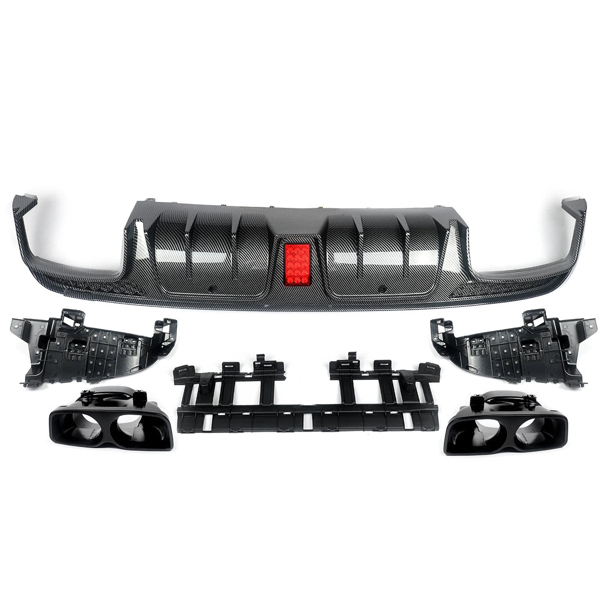 Rear Diffuser With Exhaust Tips For W205 2015-2021 Carbon Look For C63/ C63S/C43 4 Door Sedan Revix