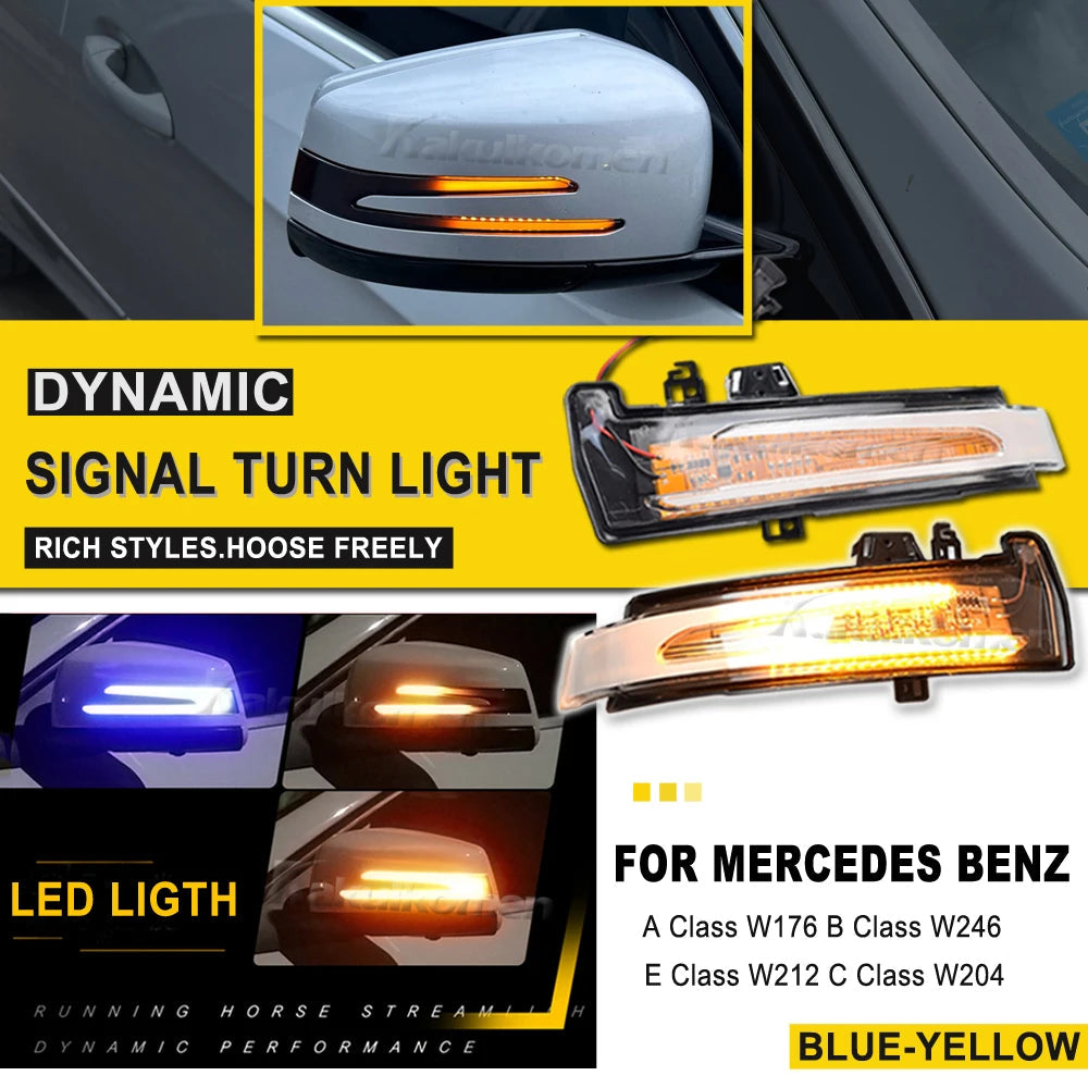 1 Pair Dynamic Turn LED Signals For Mercedes Benz W204 CLA A B C E S GLA GLK CLS Class W176 W212 Revix