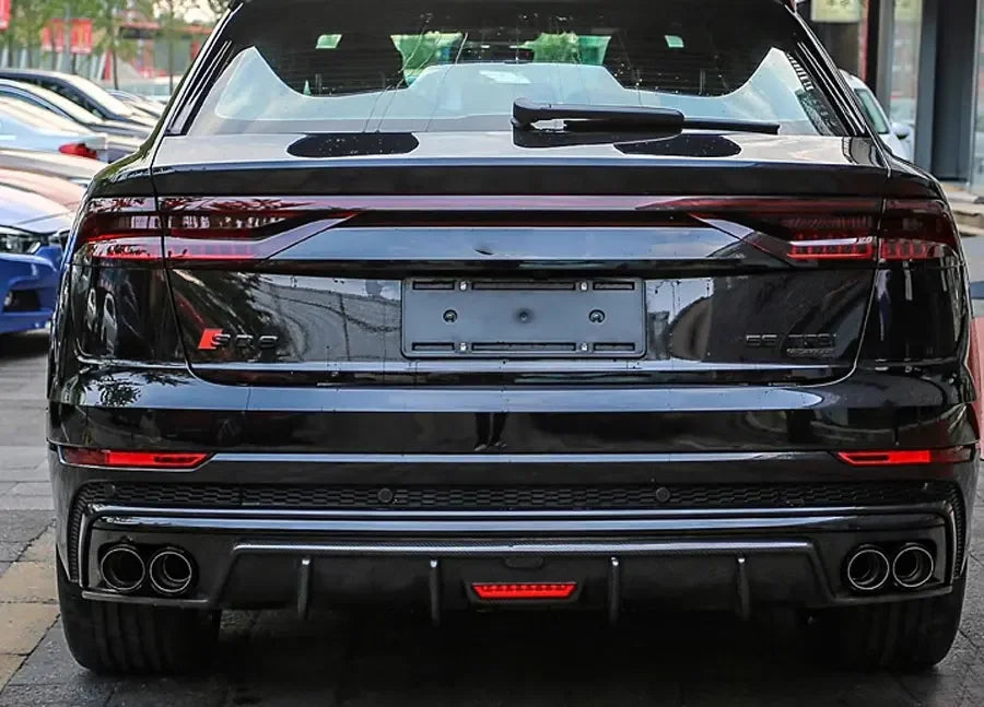 For Audi Q8 SQ8 2018+ Carbon Fiber Diffuser Car Rear Bumper Diffuser Rear Splitters Spoiler Back lip Auto Parts Revix