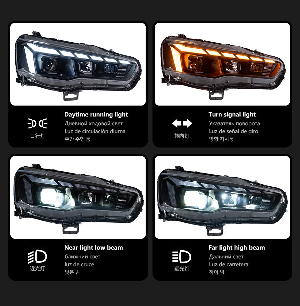 Mitsubishi Lancer LED Tuning Headlights with DRL (2008–2018)