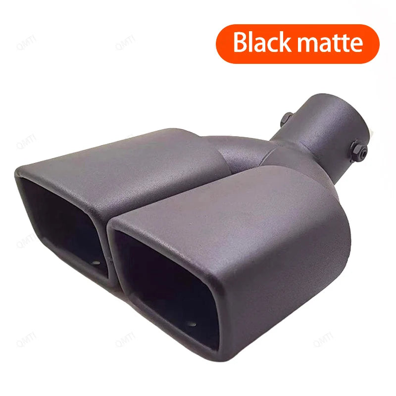 Exhaust Tip Universal Double Outlet Nozzle Rear Muffler Tip Stainless Steel Square Mouth Exhaust Pipe Muffler Car Accessories Revix