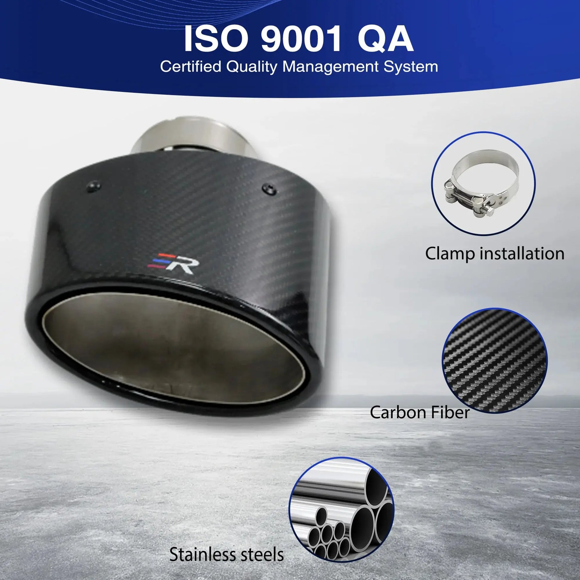 ER Exhaust Racing Real Carbon Fiber Oval Shape Exhaust Tips for Universal car Exhaust Modified Muffler Nozzle Upgrade Revix
