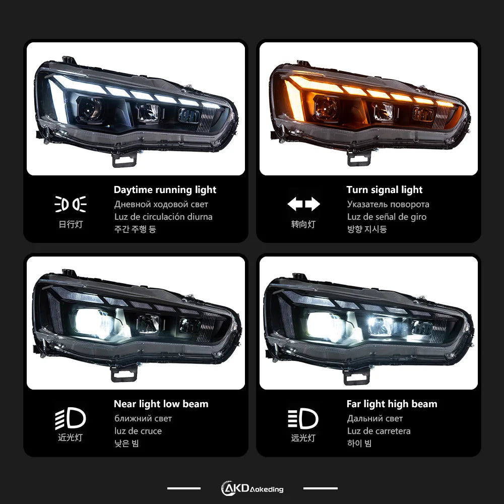 Mitsubishi Lancer LED Tuning Headlights with DRL (2008–2018)