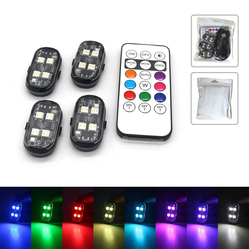 4/6pcs Wireless LED Atmosphere Lights, 8 Colors Rechargeable LEDs Revix