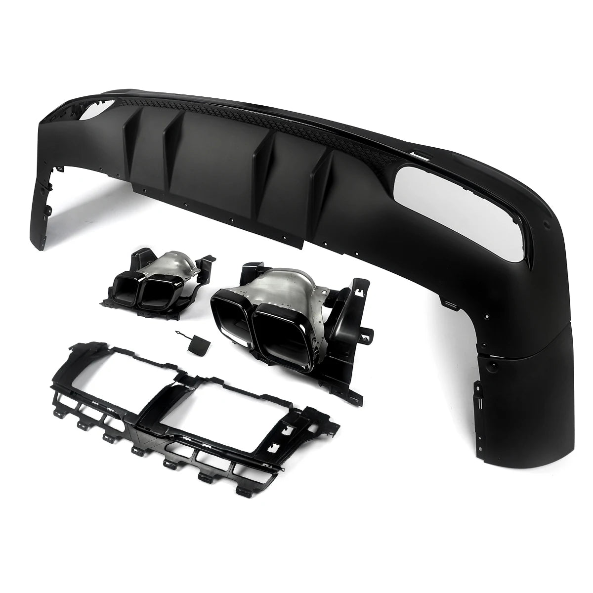 GLS63 AMG Style Black Rear Diffuser with Exhaust Tips for Mercedes Benz X167 2019+ Revix