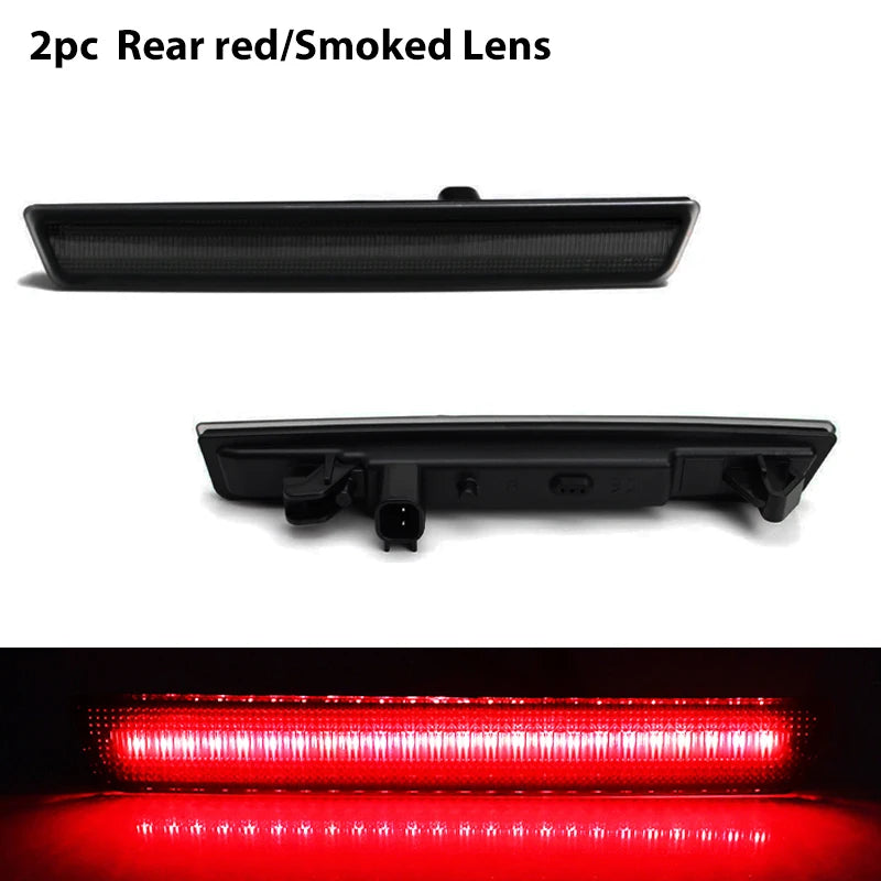For Dodge Challenger 2015-2022 Clear & Smoked Lens LED Side Marker Lamp Amber Front Red Rear Side Fender Reflector Lights Revix