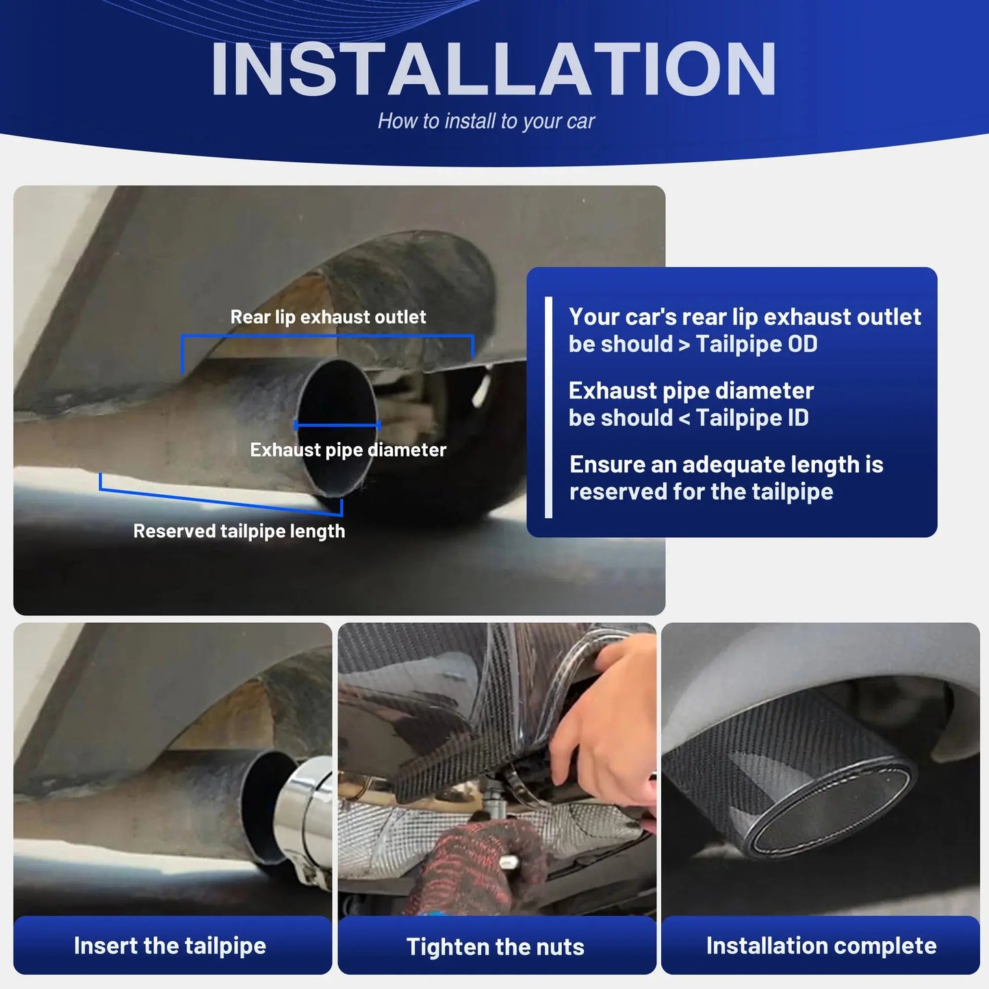 ER Exhaust Racing Real Carbon Fiber Oval Shape Exhaust Tips for Universal car Exhaust Modified Muffler Nozzle Upgrade Revix