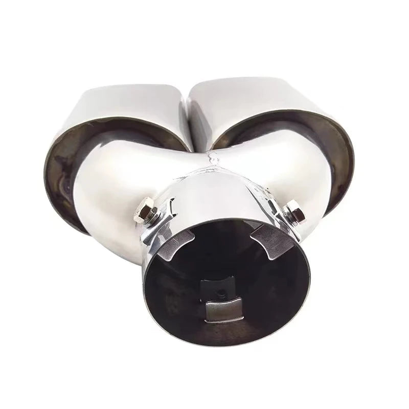 Exhaust Tip Universal Double Outlet Nozzle Rear Muffler Tip Stainless Steel Square Mouth Exhaust Pipe Muffler Car Accessories Revix