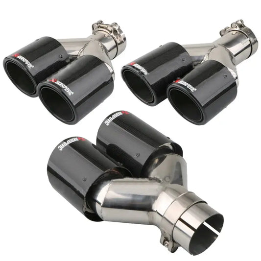 Left right carbon fiber exhaust tips stainless steel twin exhaust tip Y style exhaust muffler tuning car accessorie universal Revix
