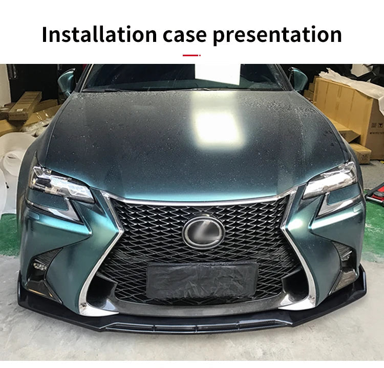 High Quality Car Front Bumper Lip Body Kit Chin Spoiler Diffuser Guard Accessories Carbon Fiber Look ABS For Lexus GS 2016-2020 Revix